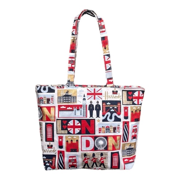 Harrods Iconic London Shoulder Bag Tote Canvas Large England UK Queens Guards - Picture 2 of 11
